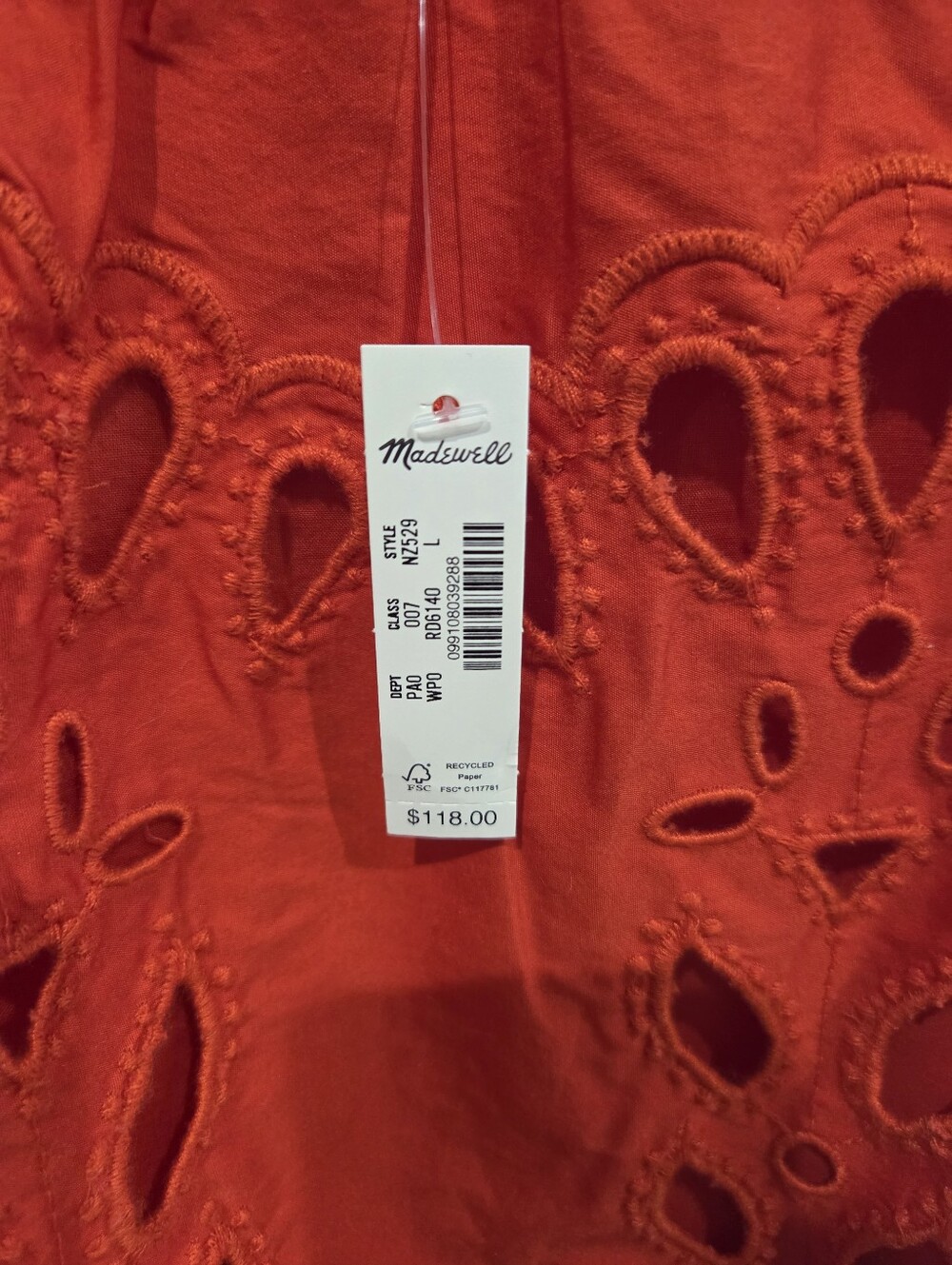 Madewell Embroidered Sleeveless Bubble Top In Poplin Large NWT - Picture 4 of 11